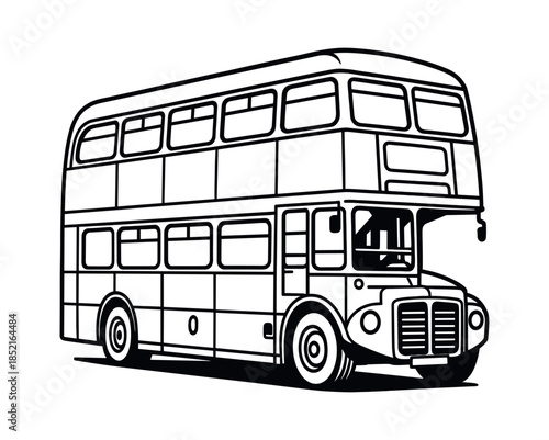 black and white double decker bus clip art preview