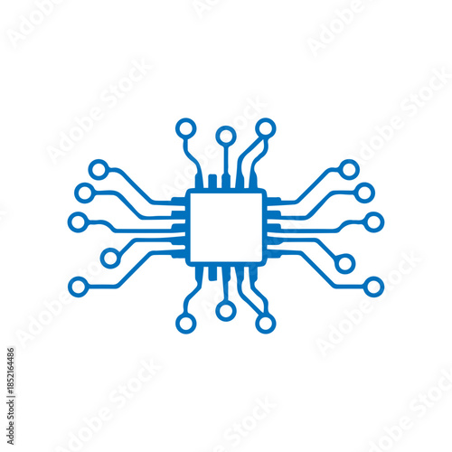 CPU microchip technology icon for app interface vector flat design.