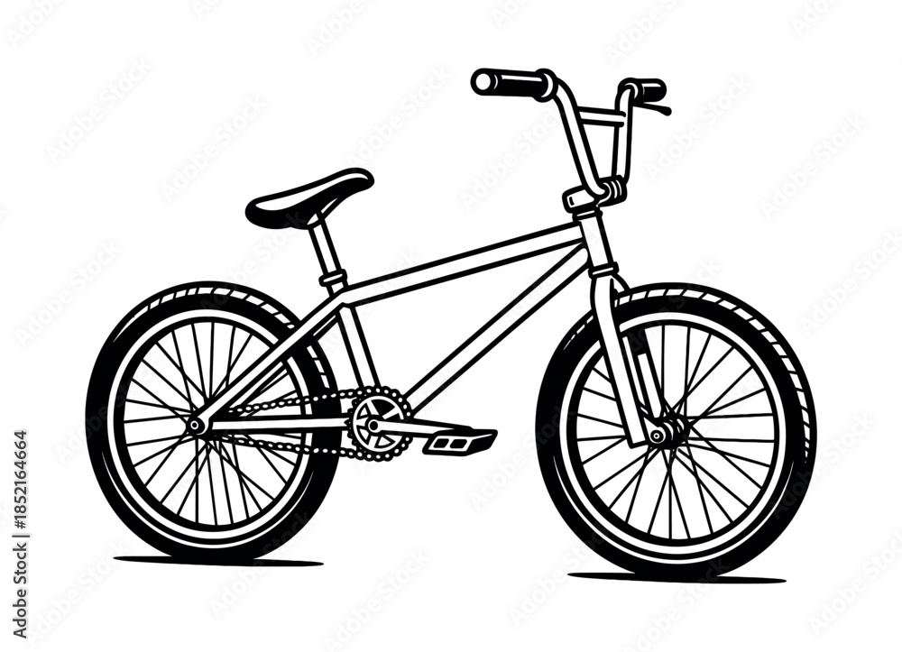 Fototapeta premium Bicycle design, flat vector illustration, cycling, bike, black and white style