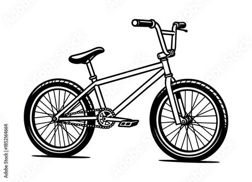 Bicycle design, flat vector illustration, cycling, bike, black and white style