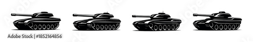 Military tank designs, flat vector illustration, armored vehicles, war machines