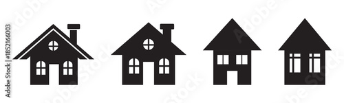 Home icon. Solid house silhouette with roof and window for real estate, apps and property tools vector. Minimal building shape for interfaces, maps and housing services sign. Clean dwelling concept.