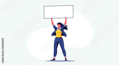 A person holding up a blank sign to promote their message or idea.