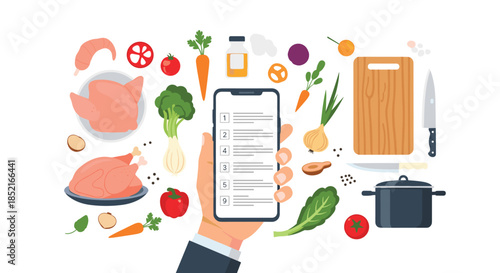 Online recipes and cooking ingredients displayed on a smartphone.