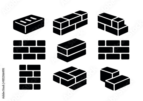 Brick patterns set. Brick wall illustrations