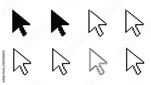 Collection of computer cursors in varying styles and shades displayed
