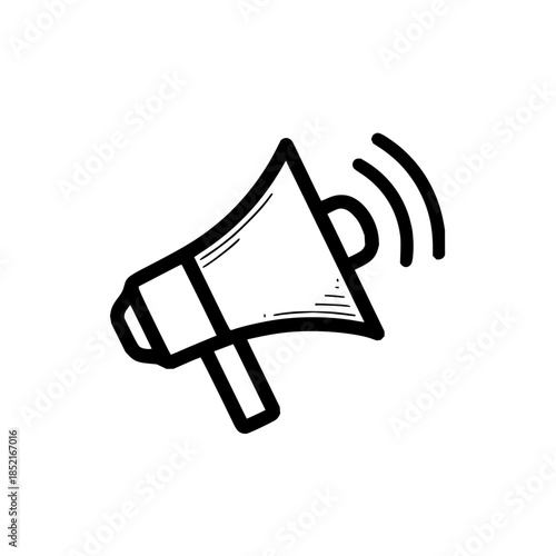 Megaphone Making Sound on White Background