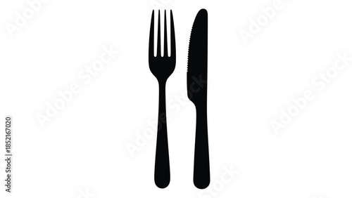 Simple illustration of a fork and knife against a white background