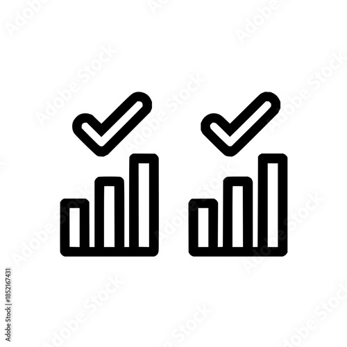 Bar Chart Icons with Checkmarks
