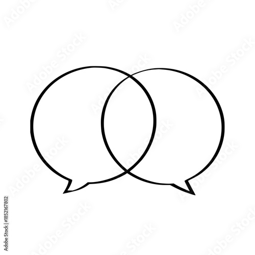 Overlapping Speech Bubbles Isolated on White Background