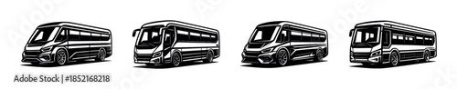 Modern bus vector illustration in flat vector style with sleek automotive details