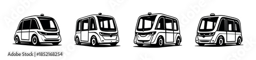 Autonomous vehicle designs, flat vector illustration, self-driving, futuristic, transport