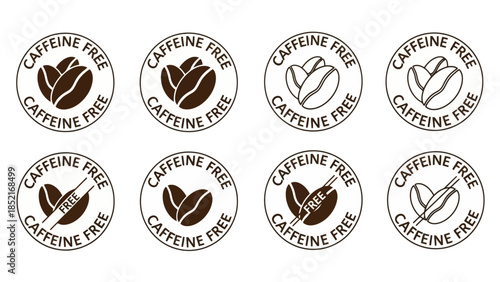 Caffeine Free Icons Vector Illustration Set
