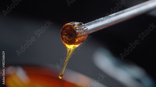 engine oil mixed with fuel, thinner oil texture dripping from dipstick, warning concept, macro automotive photography, shallow depth of field