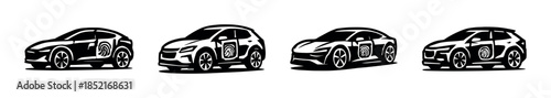 Electric car vector illustration, flat vector style, futuristic vehicles design
