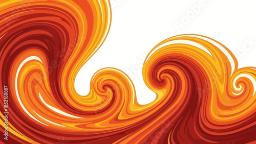 Vibrant Abstract Fire Swirl Vector Illustration with Dynamic Orange and Yellow Flames