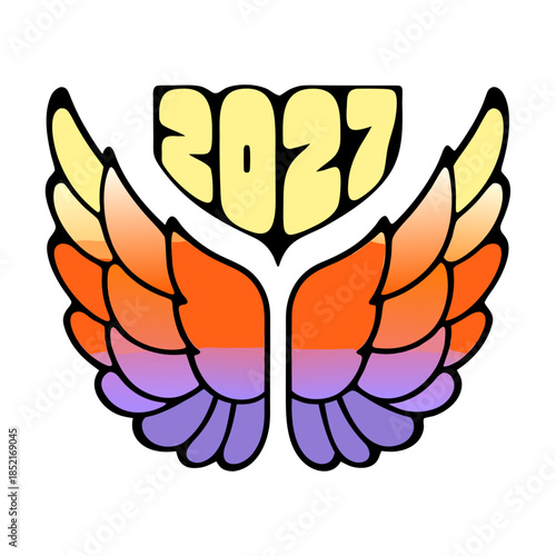 Celebrating 2027 with colorful wings