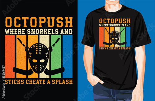 Octopush retro style t-shirt design