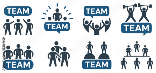 business team collaboration icons set