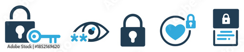 password security lock icon set
