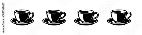 Coffee cups vector illustration set in flat vector style, beverage icons, takeaway drink
