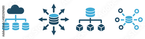 data storage network server icon set