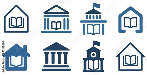 library school university building icon set