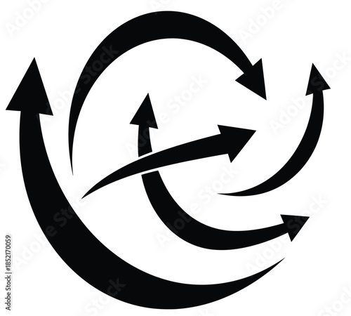 Circular arrow symbol depicting a continuous process with recycling and renewal concepts