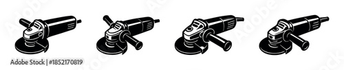 Power tool set, angle grinders, construction equipment, flat vector illustration