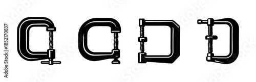 C clamp vector illustration, flat vector, tool, industrial clipart, silhouette design