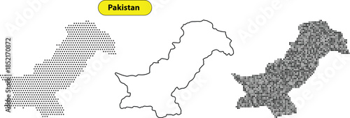 Three different styles of pakistan map illustrations
