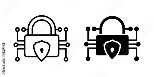 Key Encryption icon set. The design symbolizes data protection, network security, and secure connections in a digital environment. vector illustration on white background.