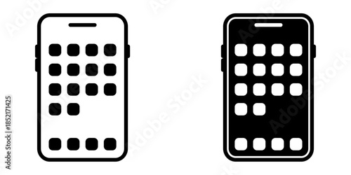 Mobile App icon set.  Mobile Phone Application Grid Layout Interface Icon. Ideal for app design, UI elements, and tech related projects. vector illustration on white background
