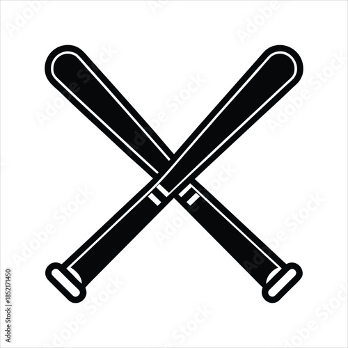 Monochrome Baseball Bats Badge Symbol Vector