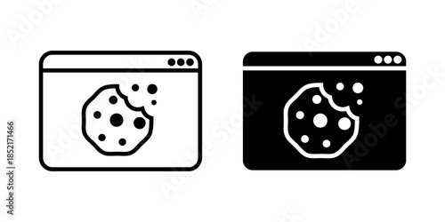 Browser Cookie icon set. Cookie in Browser Window Concept Icon Illustration. vector illustration on white background