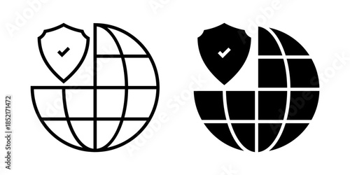 Browser Shield icon set. Ideal for use in cybersecurity, internet security, and data protection themes. vector illustration on white background.