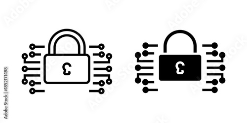 Cyber Lock icon set. vector illustration on white background