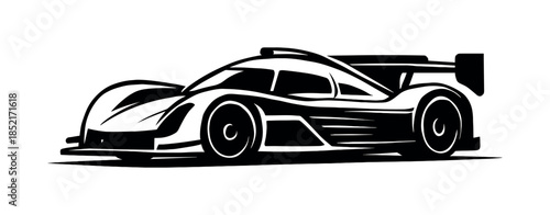 Race car silhouette, sports vehicle, sleek design, flat vector illustration