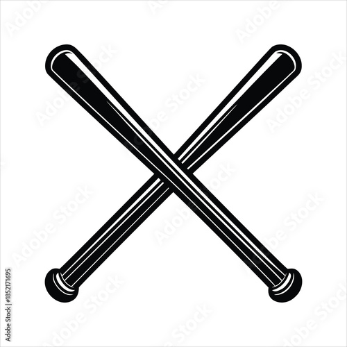 Two Crossed Baseball Bats Logo Vector Illustration