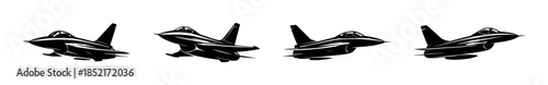 Jet fighters, flat vector illustration, airplanes, aviation, military aircraft art