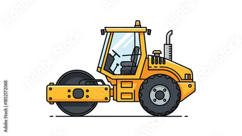Heavy Duty Road Roller Icon for Modern Infrastructure and Pavement Construction