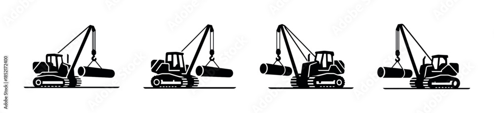 Naklejka premium Construction crane vector illustration, lifting equipment, machinery, flat vector style