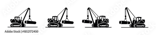 Construction crane vector illustration, lifting equipment, machinery, flat vector style