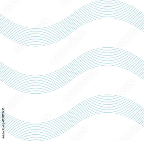Horizontal blue waves. Blue linear geometric artistic seamless pattern. Vector, transparent background EPS version.