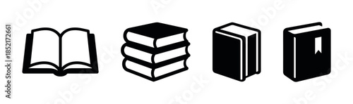 Books and literature icons, flat vector illustration, book, library, education