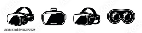 Vr headset collection, goggles, virtual reality, flat vector illustration