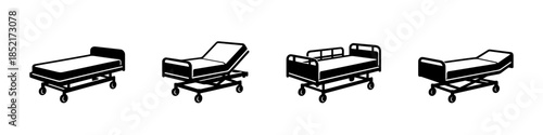 Hospital bed designs, flat vector illustration of medical, healthcare equipment