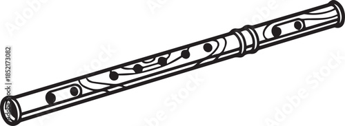 Melodic Craftsmanship: A detailed illustration of a flute, a symbol of musical elegance, designed to create captivating melodies. 