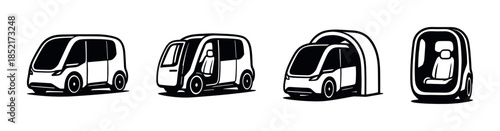 Electric car vector illustration, autonomous, transport concepts, flat vector style
