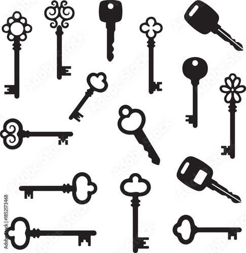 Vintage Key Collection: A collection of intricately designed vintage keys, each exuding timeless charm and hinting at untold stories. A symbol of access and possibility.